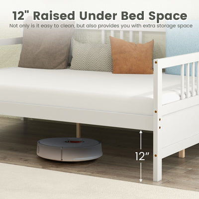 Full Size Daybed Frame with Guardrails-White