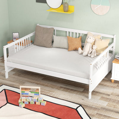 Full Size Daybed Frame with Guardrails-White