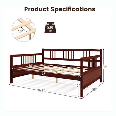 Daybed Frame with Guardrails Full Size-Brown