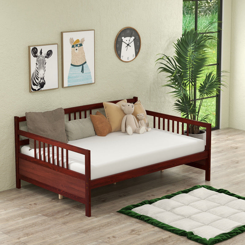 Daybed Frame with Guardrails Full Size-Brown