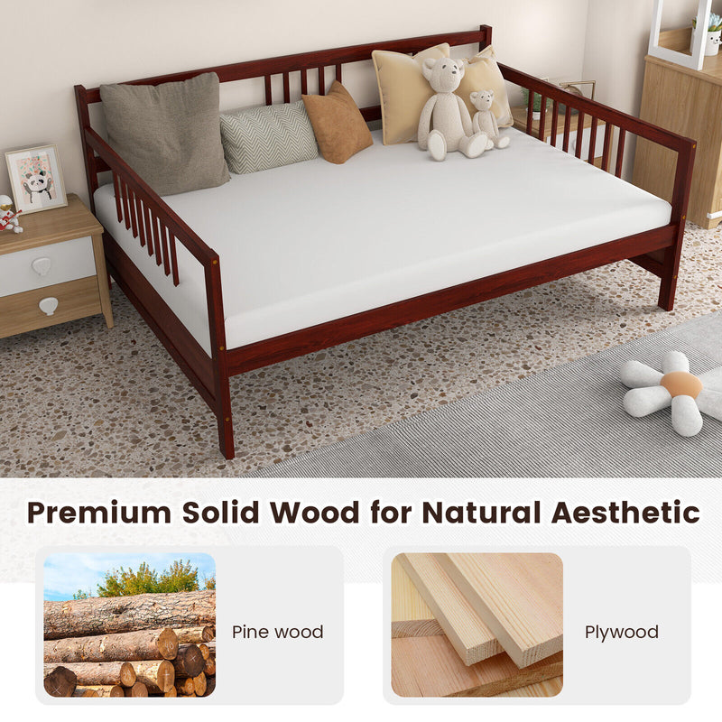 Daybed Frame with Guardrails Full Size-Brown