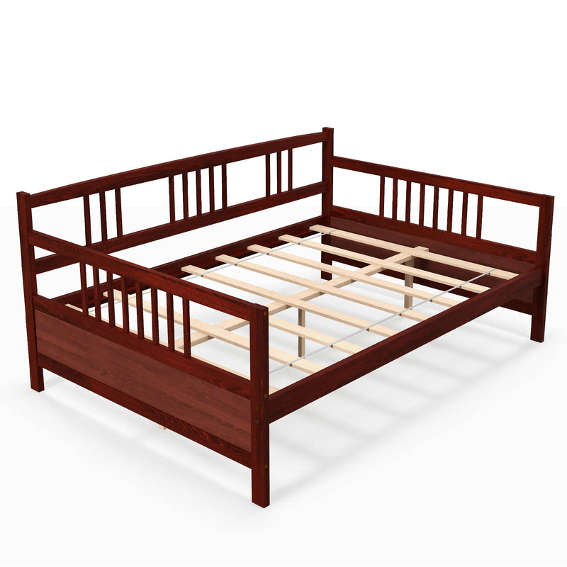 Daybed Frame with Guardrails Full Size-Brown