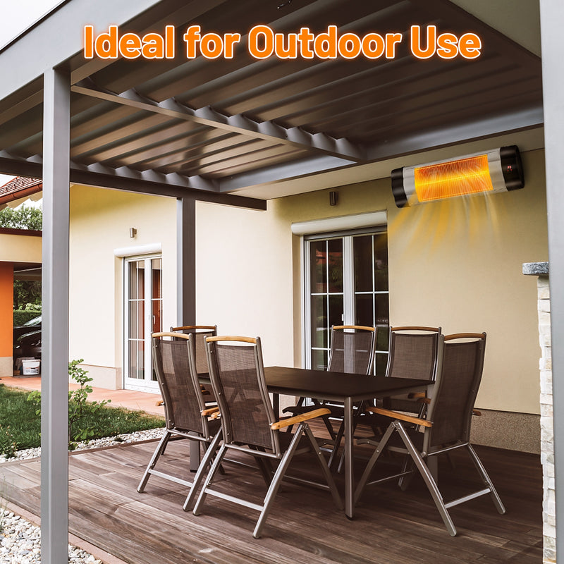 1500W Adjustable Infrared Wall-Mounted Patio Heater with Remote Control