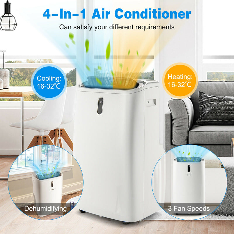 12000 BTU Portable 4-in-1 Air Conditioner with Smart Control-White