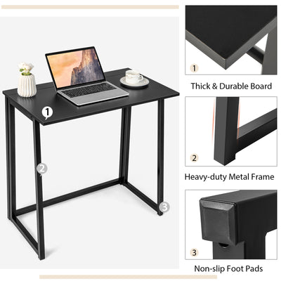 31 Inch Space-saving Folding Computer Desk for Home Office-Black