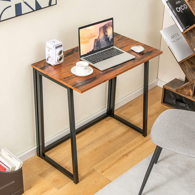 31 Inch Space-saving Folding Computer Desk for Home Office-Rustic Brown