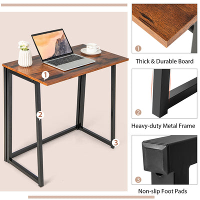 31 Inch Space-saving Folding Computer Desk for Home Office-Rustic Brown