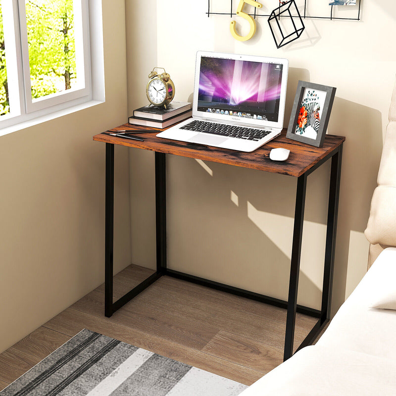 31 Inch Space-saving Folding Computer Desk for Home Office-Rustic Brown