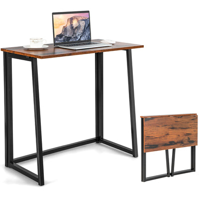 31 Inch Space-saving Folding Computer Desk for Home Office-Rustic Brown