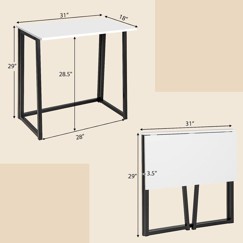 31 Inch Space-saving Folding Computer Desk for Home Office-White