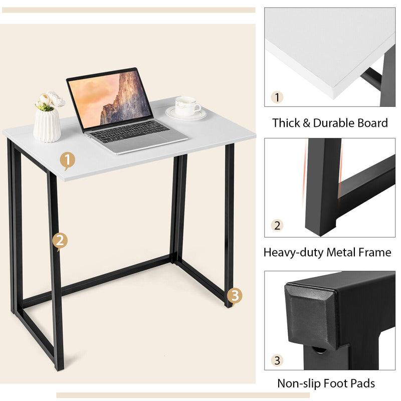 31 Inch Space-saving Folding Computer Desk for Home Office-White