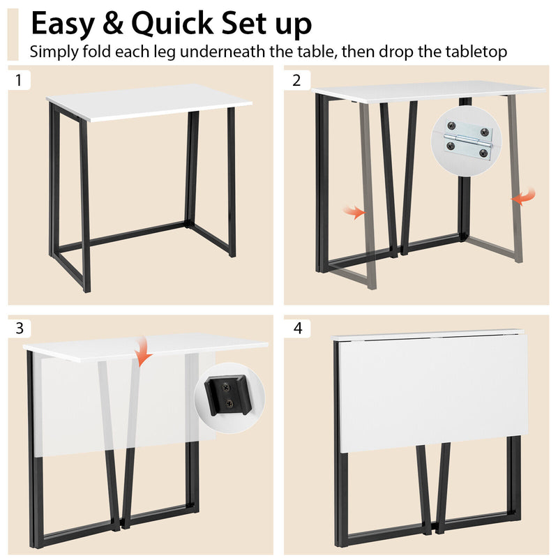 31 Inch Space-saving Folding Computer Desk for Home Office-White