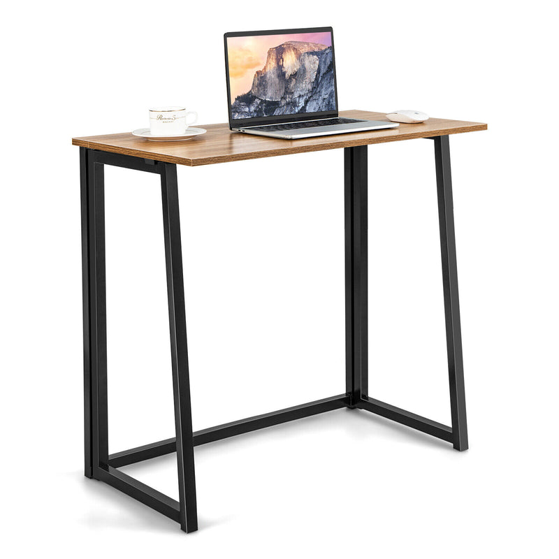 31 Inch Space-saving Folding Computer Desk for Home Office-Walnut