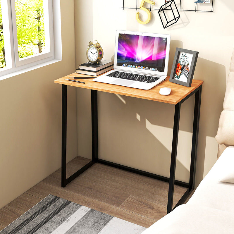 31 Inch Space-saving Folding Computer Desk for Home Office-Walnut