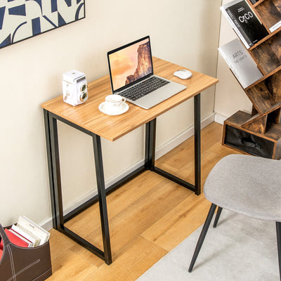 31 Inch Space-saving Folding Computer Desk for Home Office-Walnut