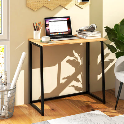 31 Inch Space-saving Folding Computer Desk for Home Office-Walnut