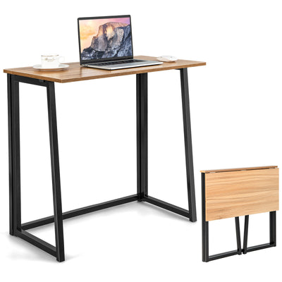 31 Inch Space-saving Folding Computer Desk for Home Office-Walnut