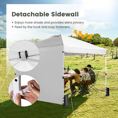 10 x 10 Feet Foldable Commercial Pop-up Canopy with Roller Bag and Banner Strip-White