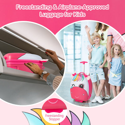 16 Inch Kids Rolling Luggage with 2 Flashing Wheels and Telescoping Handle-Pink