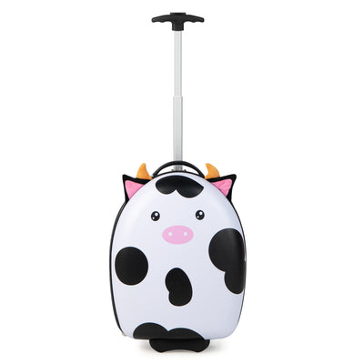 16 Inch Kids Rolling Luggage with 2 Flashing Wheels and Telescoping Handle-Black & White