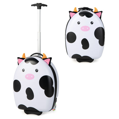 16 Inch Kids Rolling Luggage with 2 Flashing Wheels and Telescoping Handle-Black & White