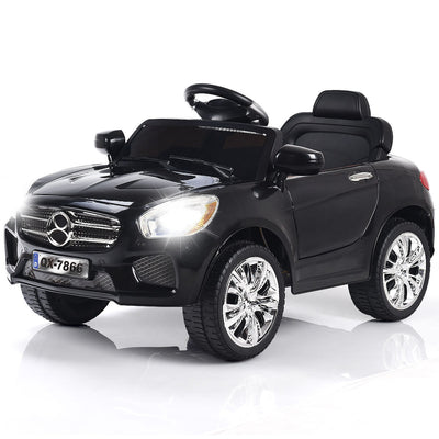 6V Kids Remote Control Battery Powered LED Lights Riding Car-Black