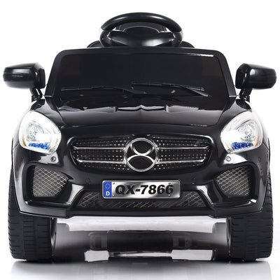 6V Kids Remote Control Battery Powered LED Lights Riding Car-Black