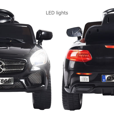 6V Kids Remote Control Battery Powered LED Lights Riding Car-Black