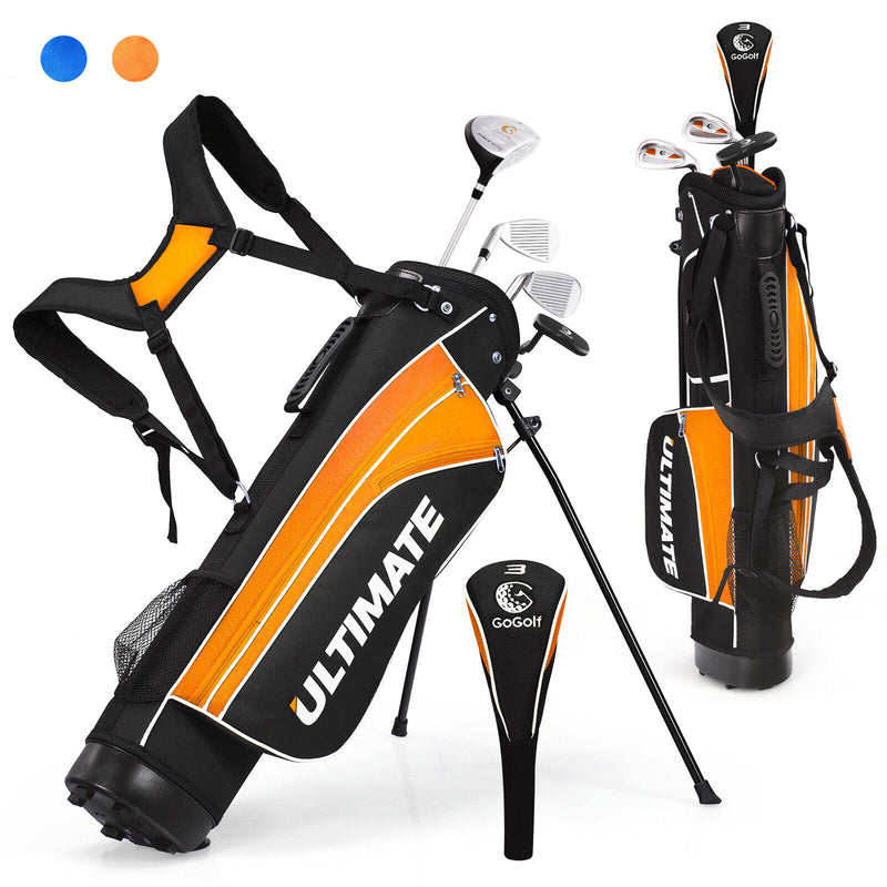 Set of 5 Ultimate 31 Inch Portable Junior Complete Golf Club Set for Kids Age 8+ -Orange