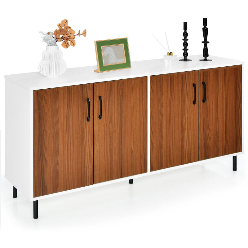 4-Door Kitchen Buffet Sideboard for Dining Room and Kitchen-White