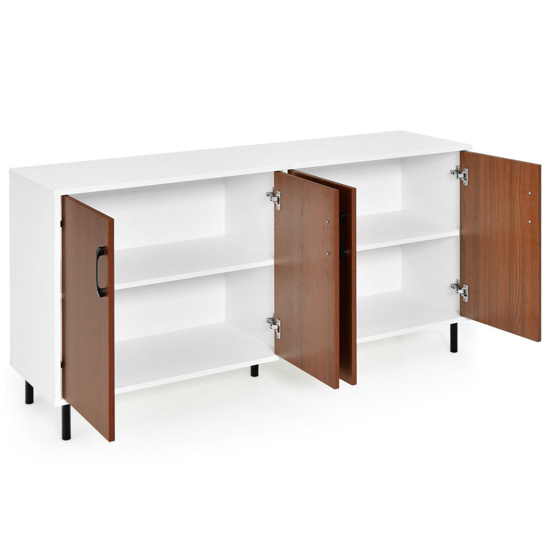 4-Door Kitchen Buffet Sideboard for Dining Room and Kitchen-White