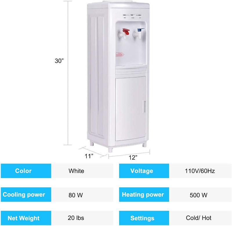 5 Gallons Hot and Cold Water Cooler Dispenser with Child Safety Lock