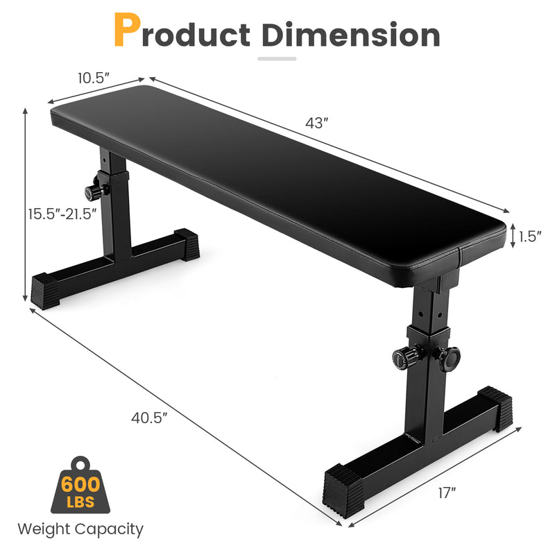 600 LBS Heavy Duty Weight Bench with 5-Level Adjustable Height