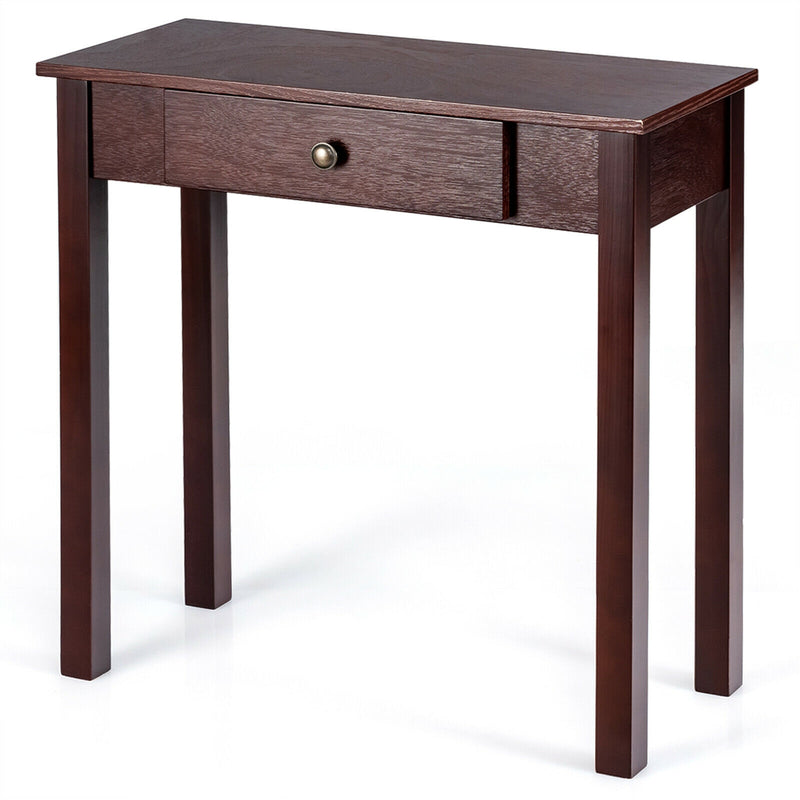 Small Space Console Table with Drawer for Living Room Bathroom Hallway-Dark Brown