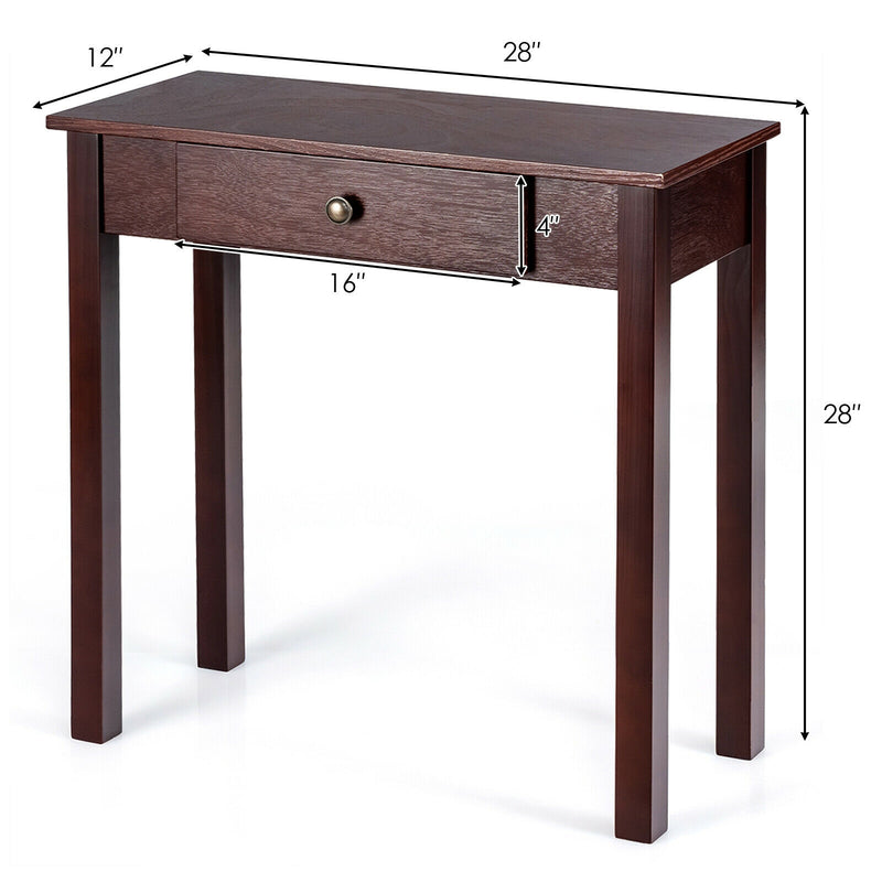 Small Space Console Table with Drawer for Living Room Bathroom Hallway-Dark Brown