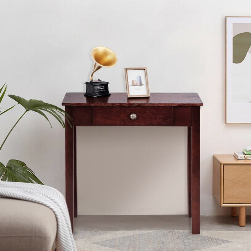 Small Space Console Table with Drawer for Living Room Bathroom Hallway-Dark Brown