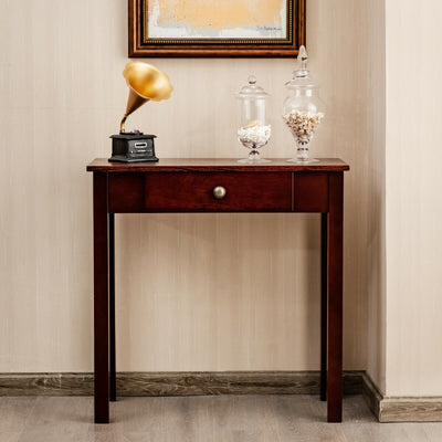 Small Space Console Table with Drawer for Living Room Bathroom Hallway-Dark Brown