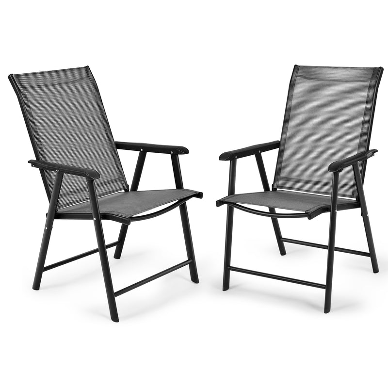 4-Pack Patio Folding Chairs Portable for Outdoor Camping-Gray