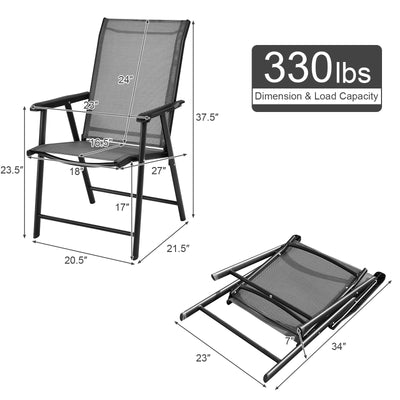 4-Pack Patio Folding Chairs Portable for Outdoor Camping-Gray