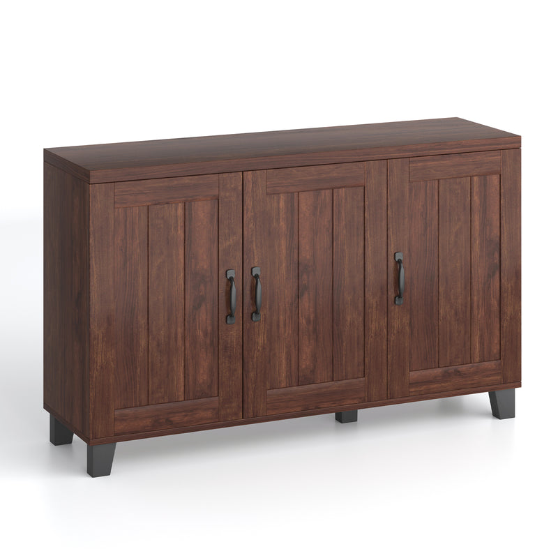 3-Door Buffet Sideboard with Adjustable Shelves and Anti-Tipping Kits-Brown