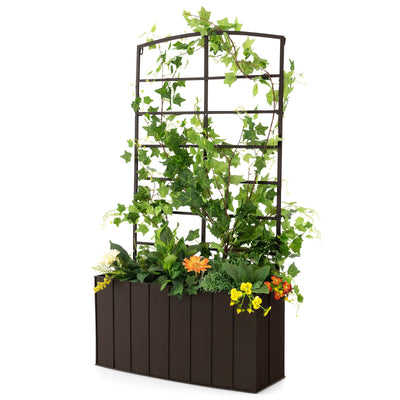 44 Inch Metal Raised Garden Bed with Trellis for Garden