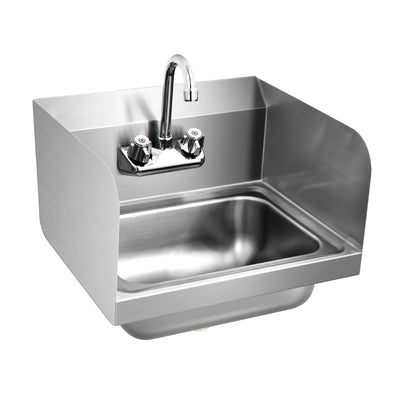 Stainless Steel Sink Wall Mount Hand Washing Sink with Faucet and Side Splash