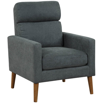 Lint Fabric Modern Accent Chair with Solid Wood Legs-Gray