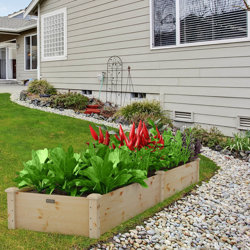 Wooden Raised Garden Bed Outdoor for Vegetables Flowers Fruit