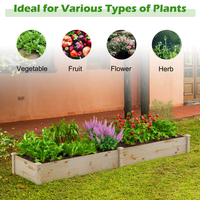 Wooden Raised Garden Bed Outdoor for Vegetables Flowers Fruit