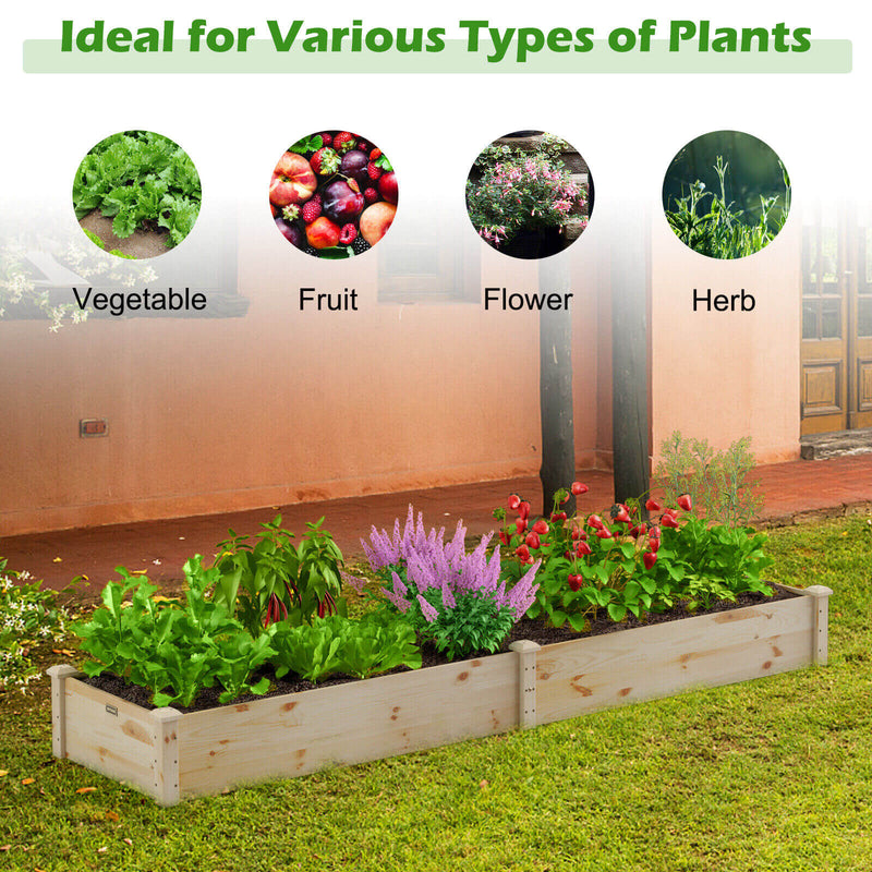 Wooden Raised Garden Bed Outdoor for Vegetables Flowers Fruit