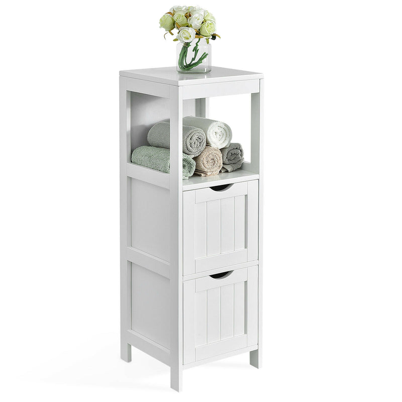 Wooden Bathroom Floor Cabinet with Removable Drawers-White