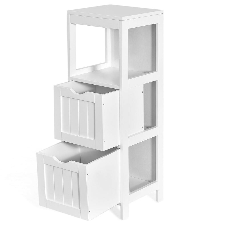 Wooden Bathroom Floor Cabinet with Removable Drawers-White