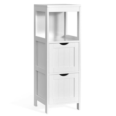 Wooden Bathroom Floor Cabinet with Removable Drawers-White