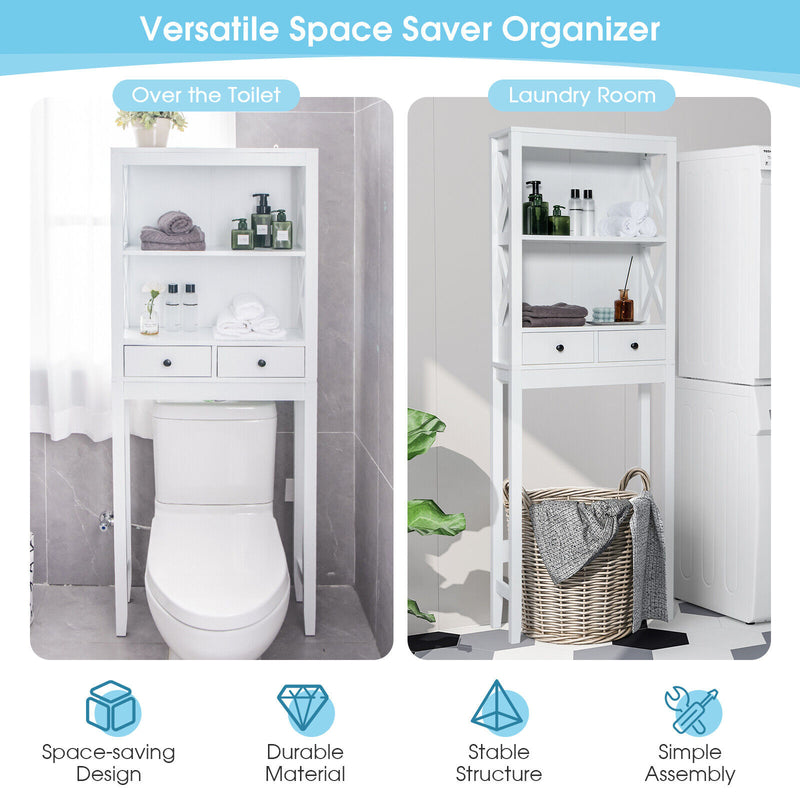 Toilet Space Saver Bathroom Organizer Storage Shelf with Drawers